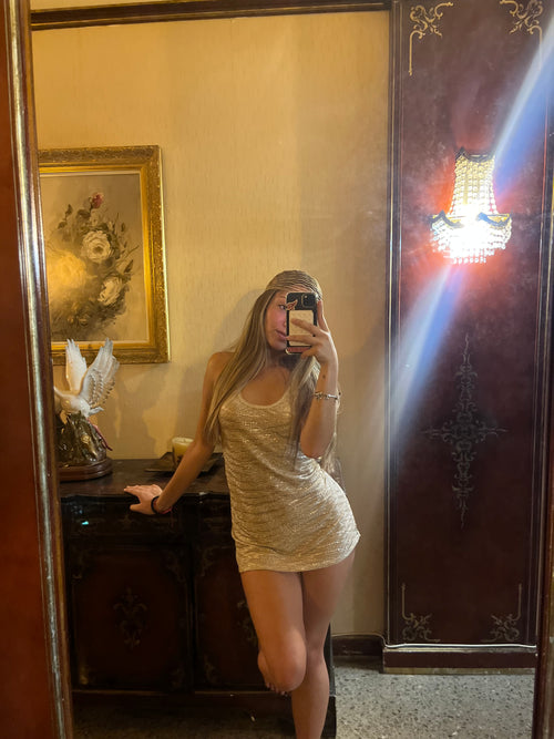 Golden Glow Mini Dress-Top